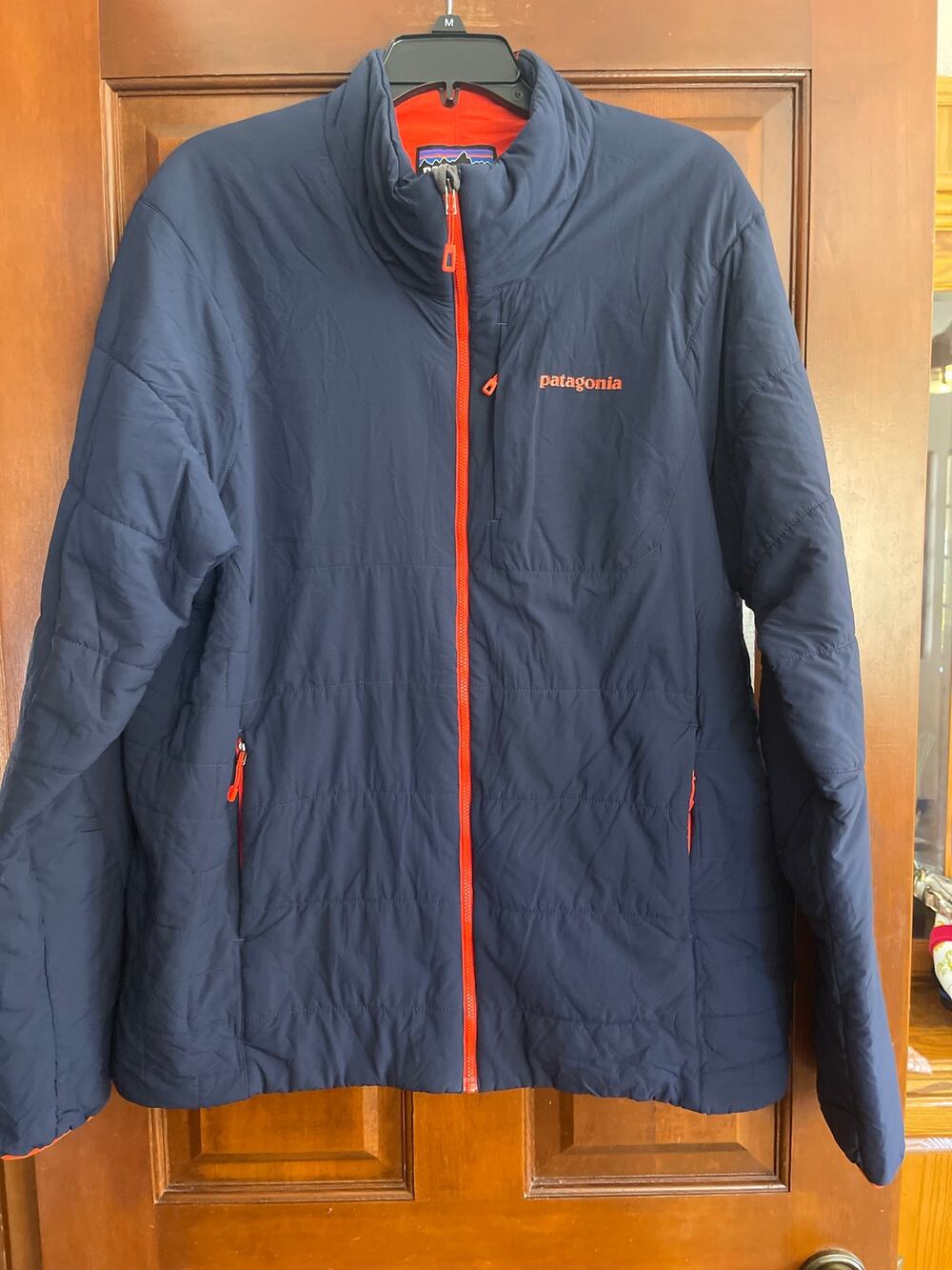 Patagonia Men’s Nano-Air Jacket Navy Blue /RED ORANGE Trim XL